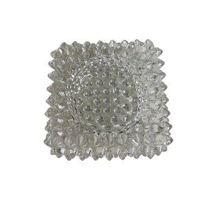 Vintage Fenton Clear Spike Hobnail Salt Cellar Dish or Tealight Candle Holder